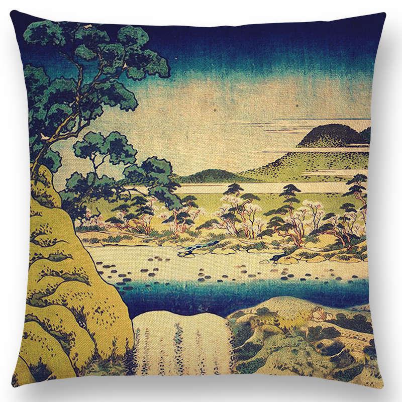 Mount Fuji Spring Pillow Cover Landscape Painting Cushion Cover Four Seasons Nature Scenery Fuji Mountains Sofa Pillow Case