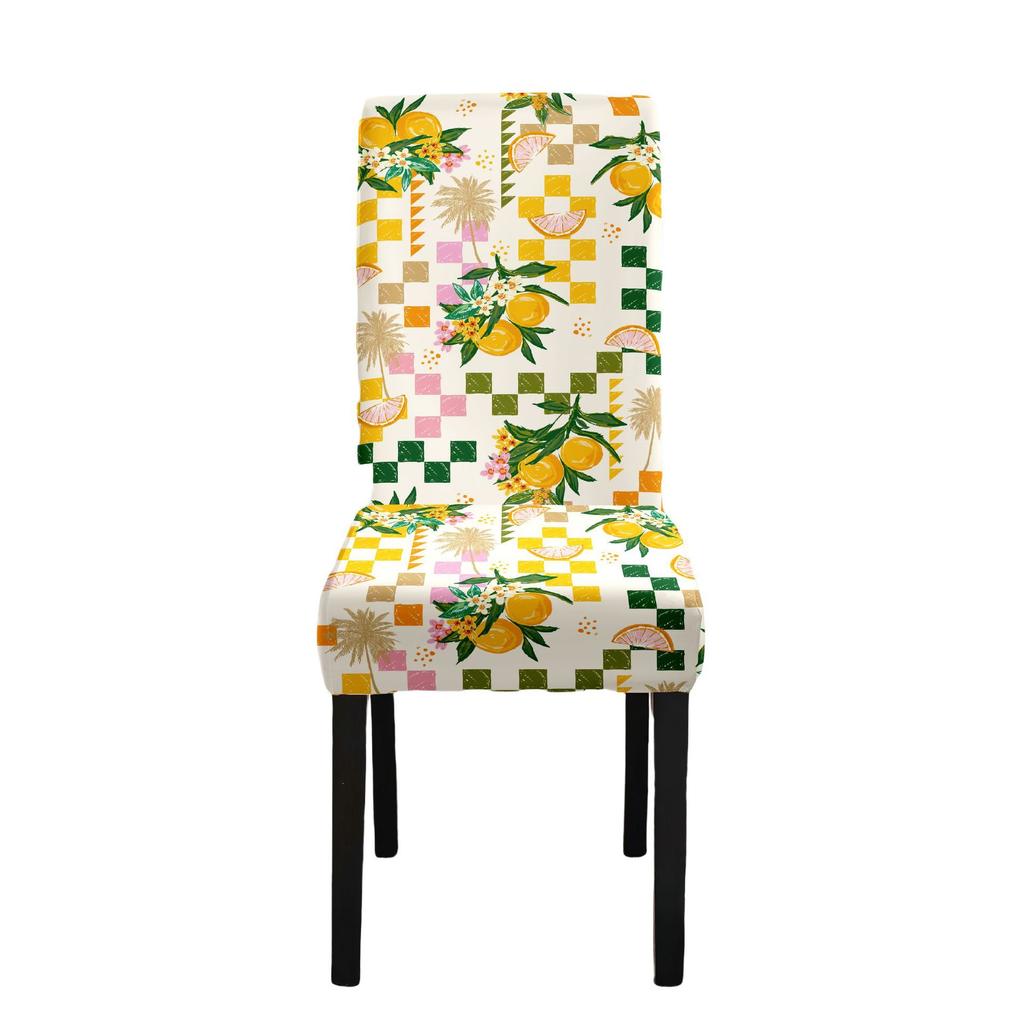 Printed Chair Cover Instagram Style Botanical Pattern Elastic Chair Cover All Season Universal Integrated Backrest Chair Cover