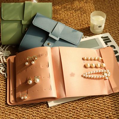 1PC PU Leather Ear Stud Storage Bag Multi-layer Jewelry Finishing Storage Organizer Book Type Storage Bag For Earrings Rings