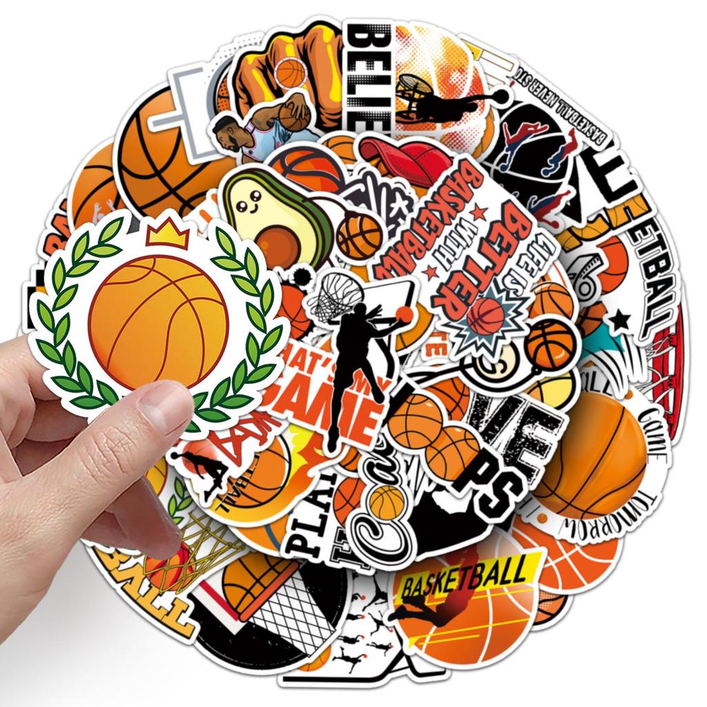 50 Basketball Sports Stickers for Skateboards, Luggage, Laptops, Cars, and Motorcycles