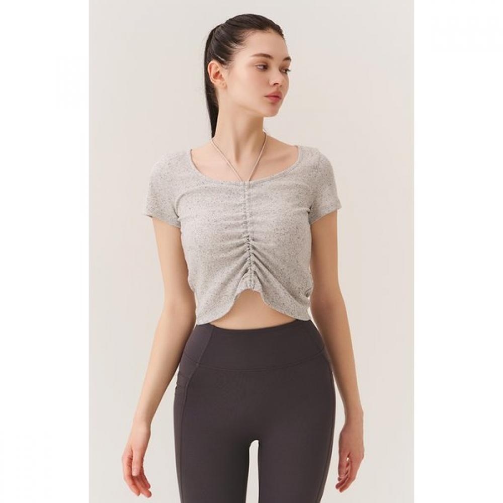 HuiT Nep Rib FronT Shirring HalTer Neck T shirT hTwTs5k05T