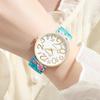 4 Stück/Set Damenmode Personalisierte Bedruckte Elastische Bänder Trendige Lässige Digitale Zifferblatt Quarz Uhr Kombinationsset Ohne Box