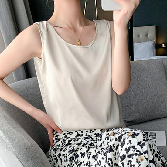 Women's V-Neck Mulberry Silk Camisole - Satin Inner/Outer Wear, Plus Size, Summer Top