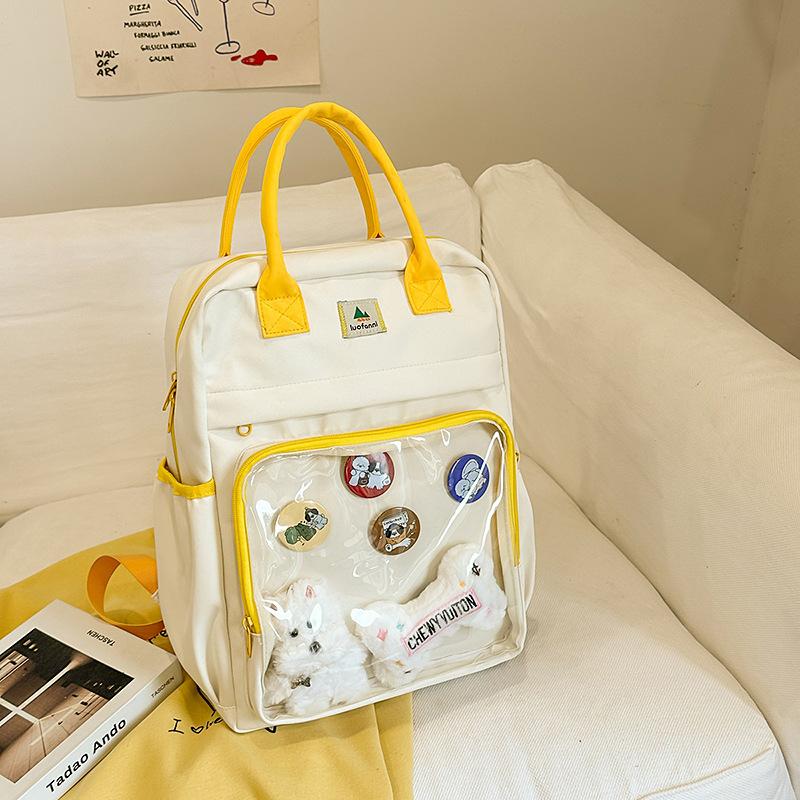 Japanese transparent pain bag large-capacity backpack female college style junior high school student large-capacity handbag student schoolbag