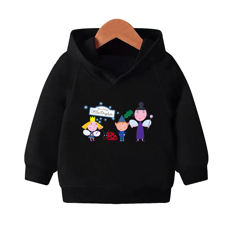 Ben and Holly Kingdom Cartoon Kids Hooded Hoodies Cute Girls Clothes Children Sweatshirts Autumn Baby Pullover Tops