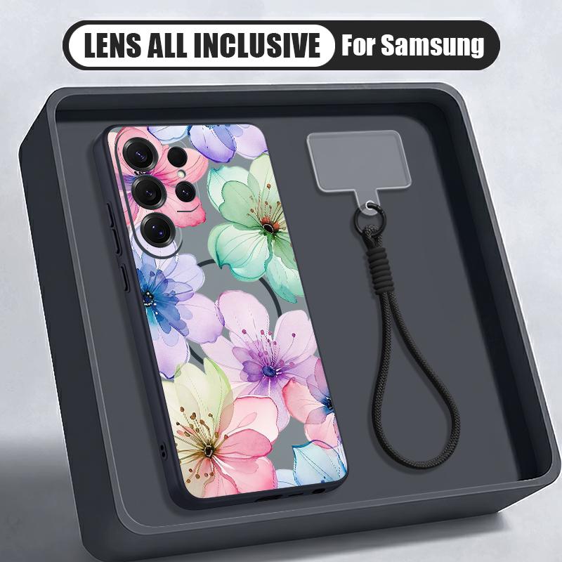 Aquarellblumen Druck Hülle Für Samsung S26 Ultra S25 FE S24 S24 Plus A57 A37 A17 A56 A36 A16 A55 A35 A15 A54 5G Hybrid Magnetisch Matt Abdeckung