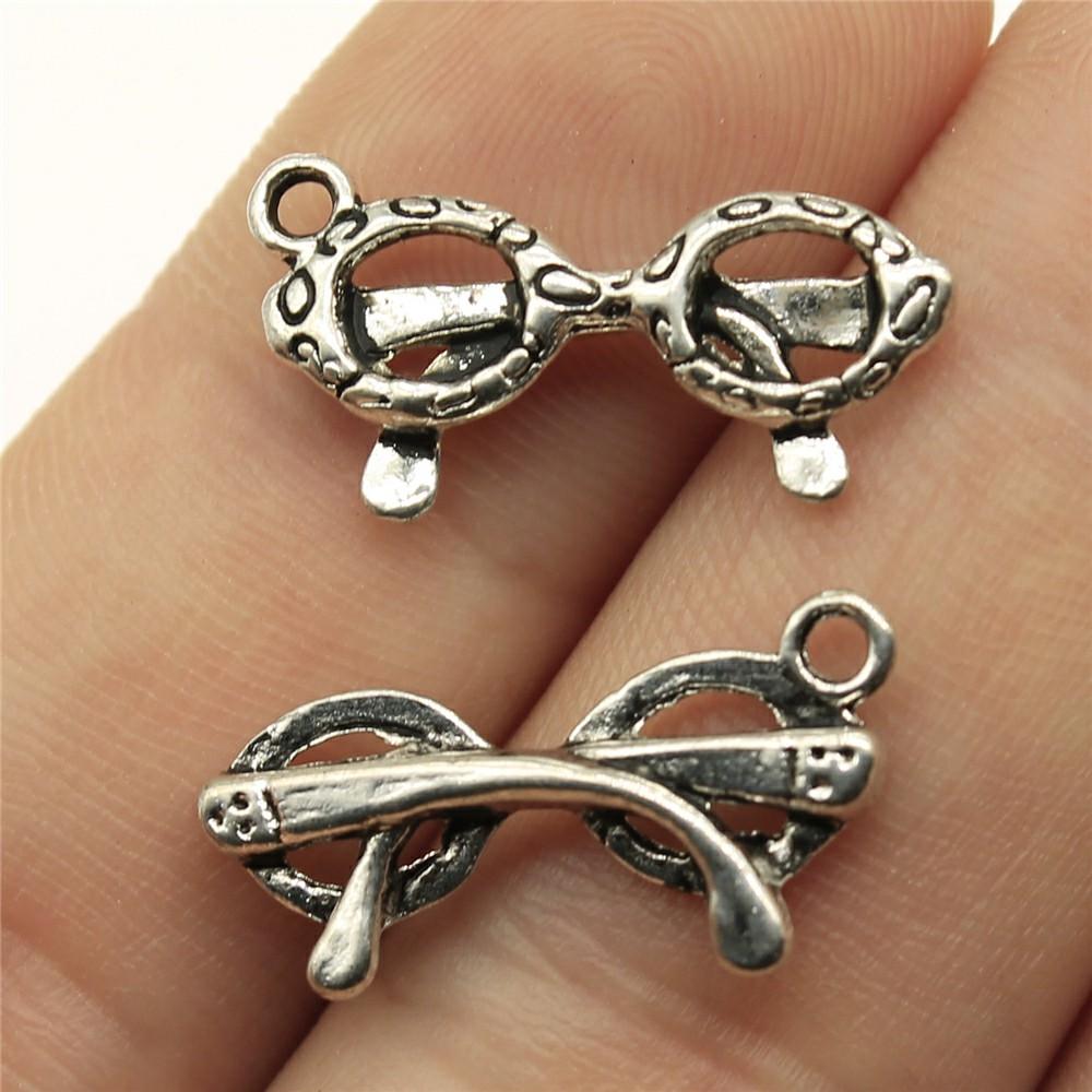 20pcs Hat Charms Sunglasses Charms Jewelry Making Watch Charms For Bracelet Making Antique Silver Color