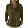 Women's Casual And Fashionable Round Neck Long Sleeved Knitted Solid Color Top Sweater