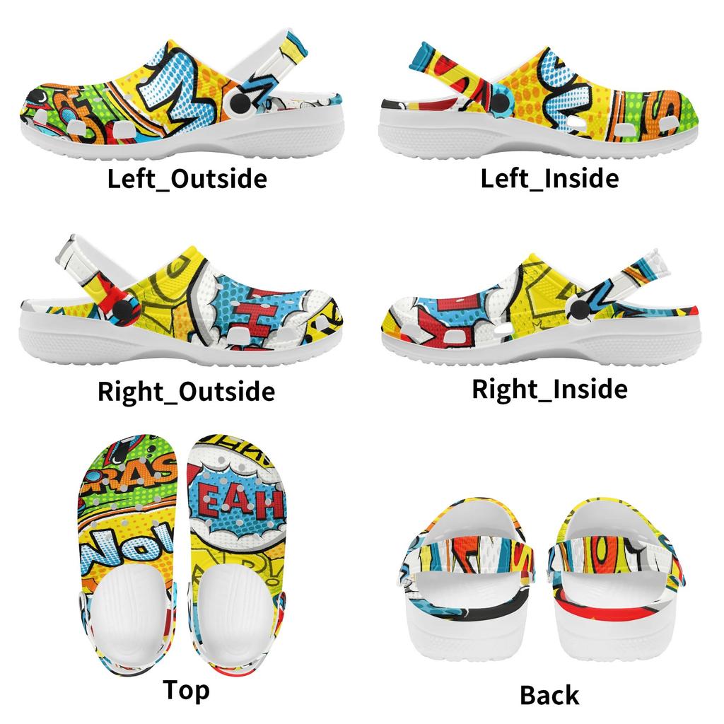 Printed EVA Clogs for Beach Pool Garden Lightweight Breathable Slip On Shoes Women Men Home Bathroom Sandals Home Outdoor Use