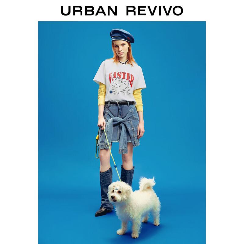 UR 2025 Spring Women s Color Block Print Cotton T-Shirt XS