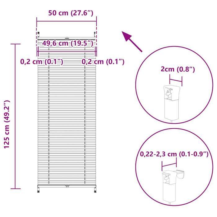 VidaXL Store Plissé 50x125 cm Pare-vue Salle de Séjour Cuisine Bureau Chambre 240590