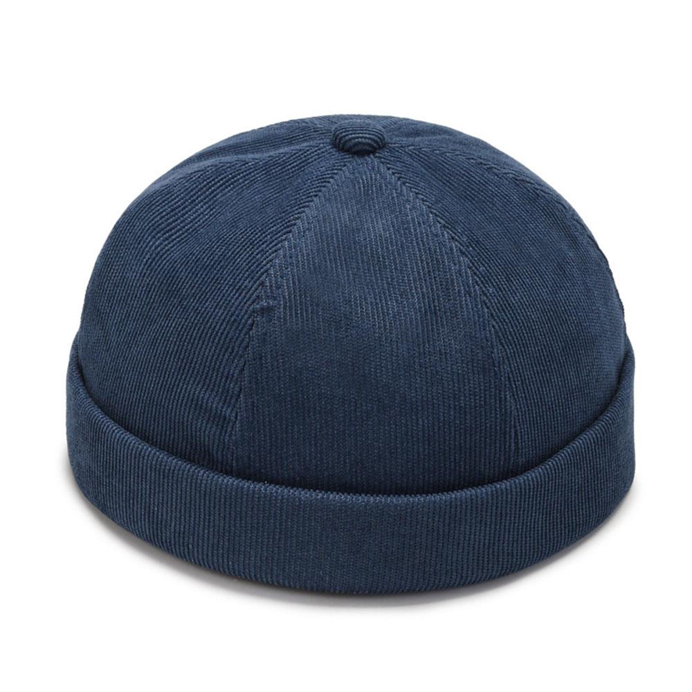 

Corduroy Skullies Cap Brimless Beanie Hat Hip Hop Hats Women Men Summer Hats Portable Street Solid Color Men s Caps Gorras темно-синього кольору