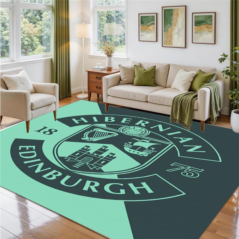 Hibernian FC Design Crystal Velvet Rug Soft Decorative Mat for Bedroom Entrance