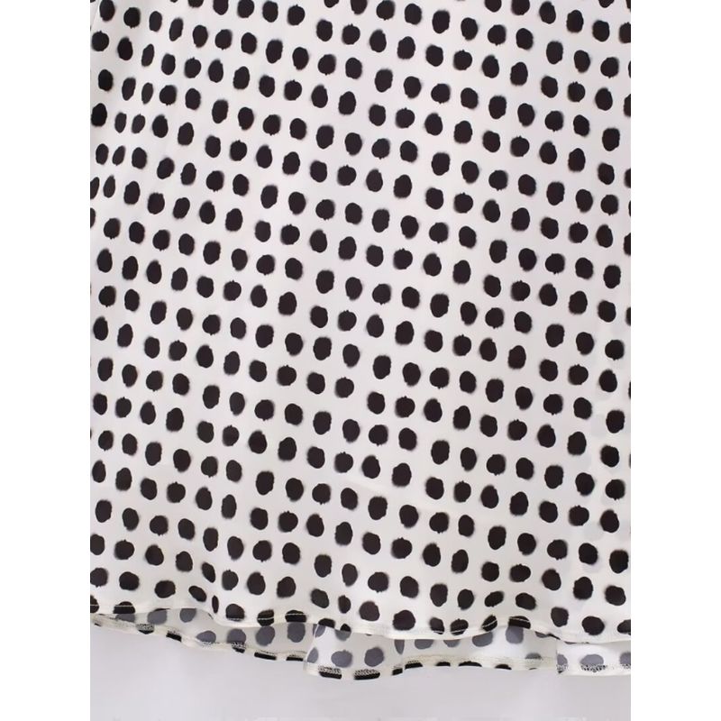 Kaslead New Arrival Women's Clothing Fashion Style Polka Dot Laminated Decoration Silk Satin Texture Dress 3207011