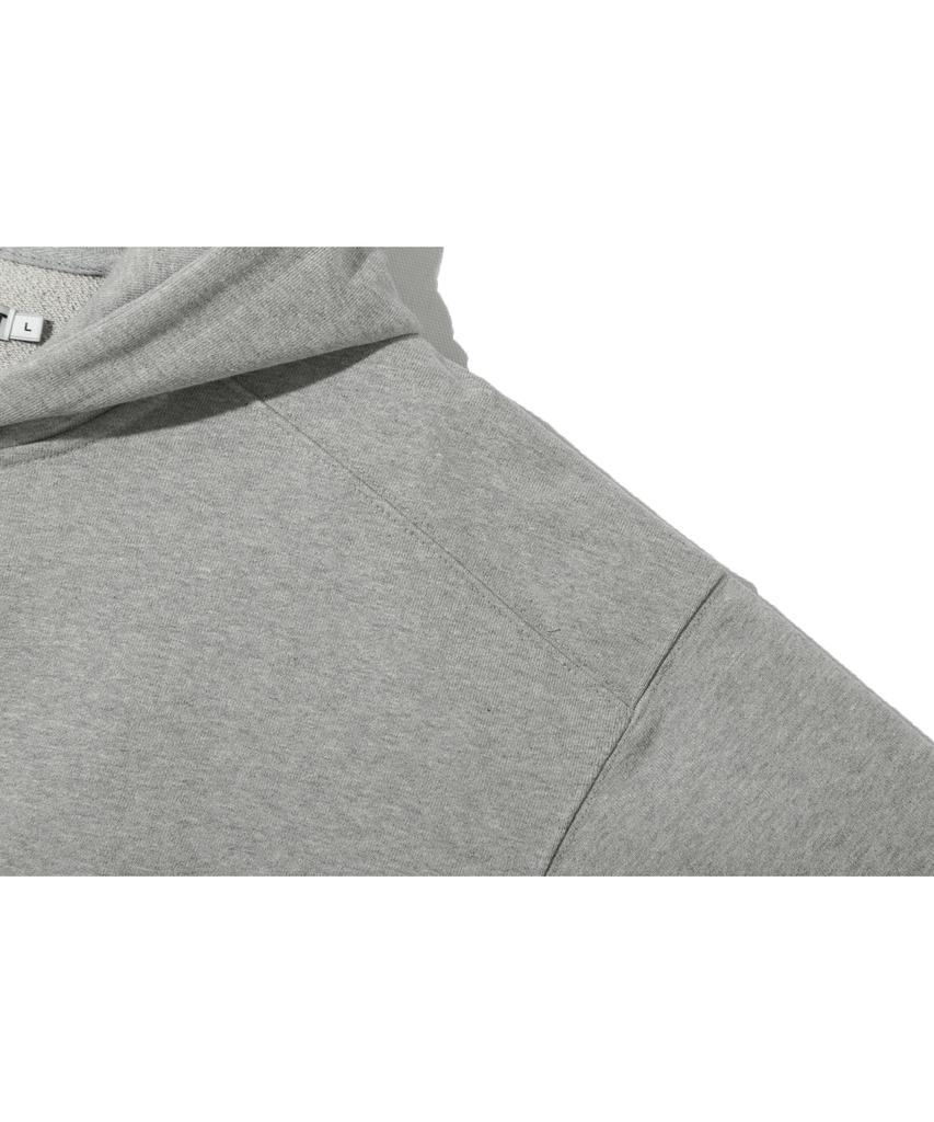 Basemoment Rivet Crop Zip-Up Hoodie (Heavyweight) Melange Grey