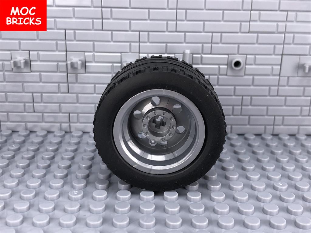 4pcs/lot MOC Bricks Wheel Black Tire 43mm Rim 30mm 56145 44309 Assembly Building Blocks Toys For Kids Plastic Dolls