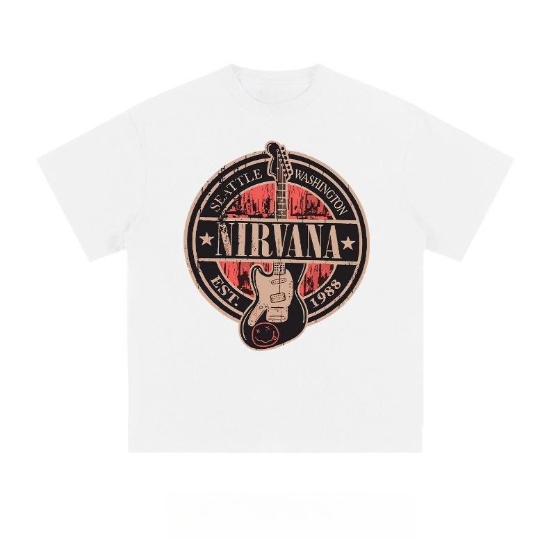 

American Retro Nirvana Rock Band American pure Cotton Print Shortsleeved Tshirt for Unisex and Women Kurt Cobain Streetwear 4XL