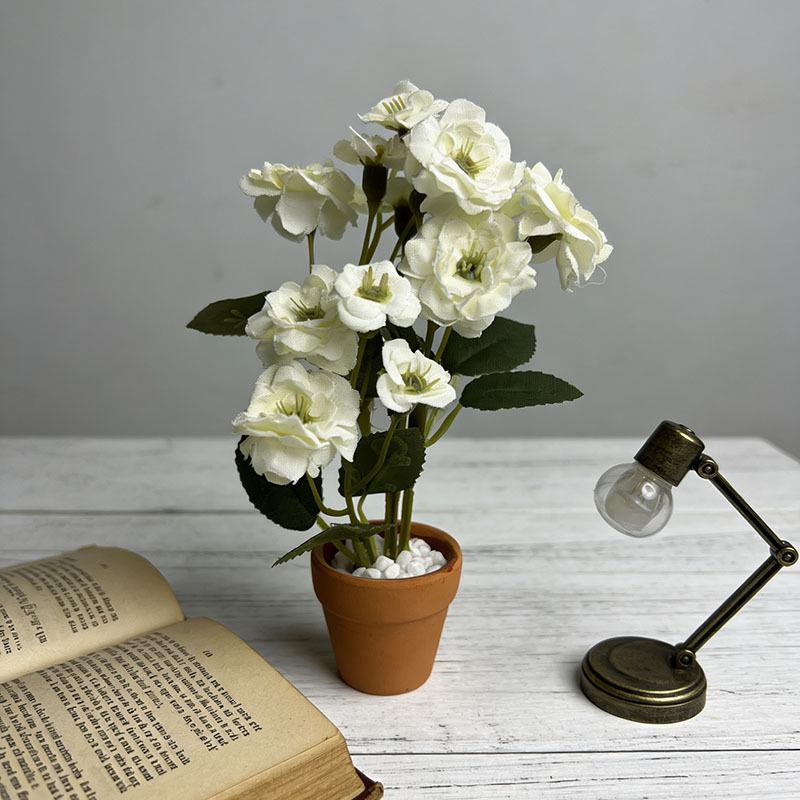 1Pcs 1:12 Dollhouse Home Model Decor Toy Miniature Rose Potted Plant Flowerpot Bonsai Doll House Accessories