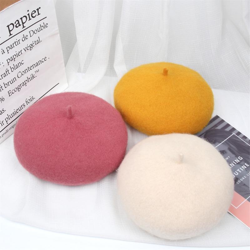 Female Beret Painter's Hat Vintage British Casual Hat Autumn and Winter Wool Bud Versatile Hat
