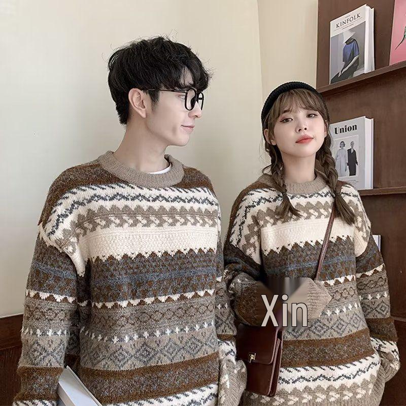 2026 Couple's Versatile Loose Knit Pullover Sweater for Men - Trendy Spring/Autumn Jacket