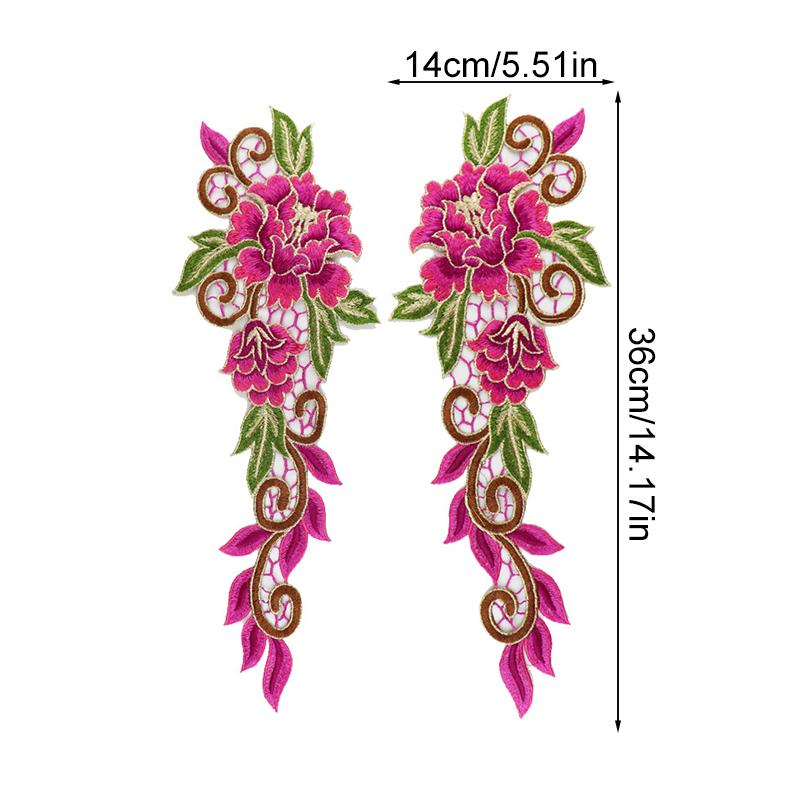 1Pair Dress Embroidered Fabric Sticker Flower Applique Fashion Garment Accessories Sewing DIY Cheongsam Patch Lace Patches