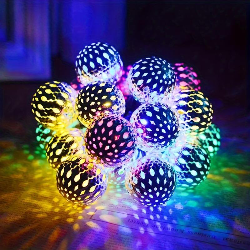 Solar Moroccan String Lights Metal Spherical Outdoor Fairy Lights for Christmas, Thanksgiving, New Year, Valentine's Day