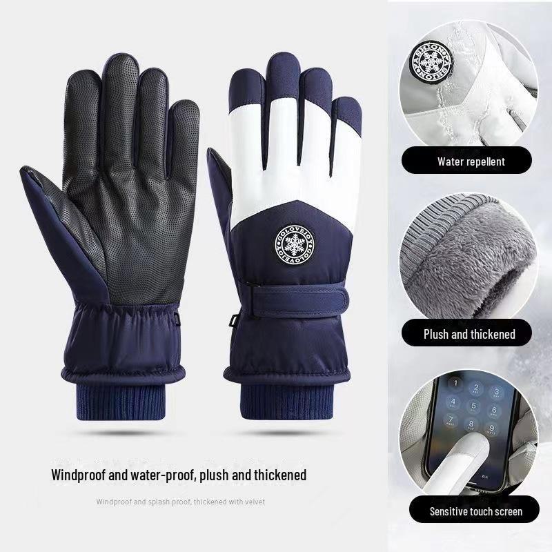Winddichte, wasserdichte Skihandschuhe für das Radfahren im Freien im Winter, warm und kältebeständig mit Touchscreen-Funktion und dickem Samtfutter.