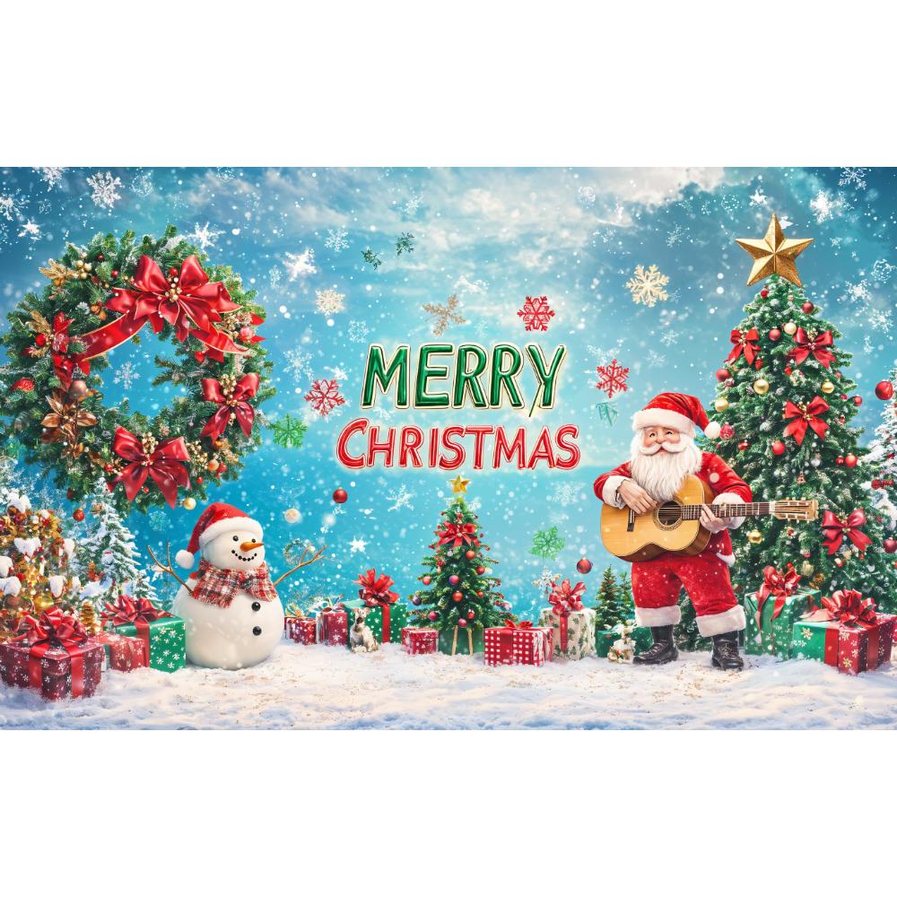Merry Christmas Winter Santa Snowman Background Cloth 2025 Xmas Party Decoration Supplies Home Photography Background Banner