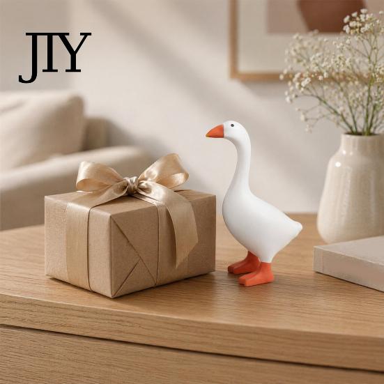 Small Metal Item Organizer Magnetic Duck Key Holder, 6.7 Inch White Resin Table Goose Statue with Strong Magnet Home Decor Figure for Keys And Items,