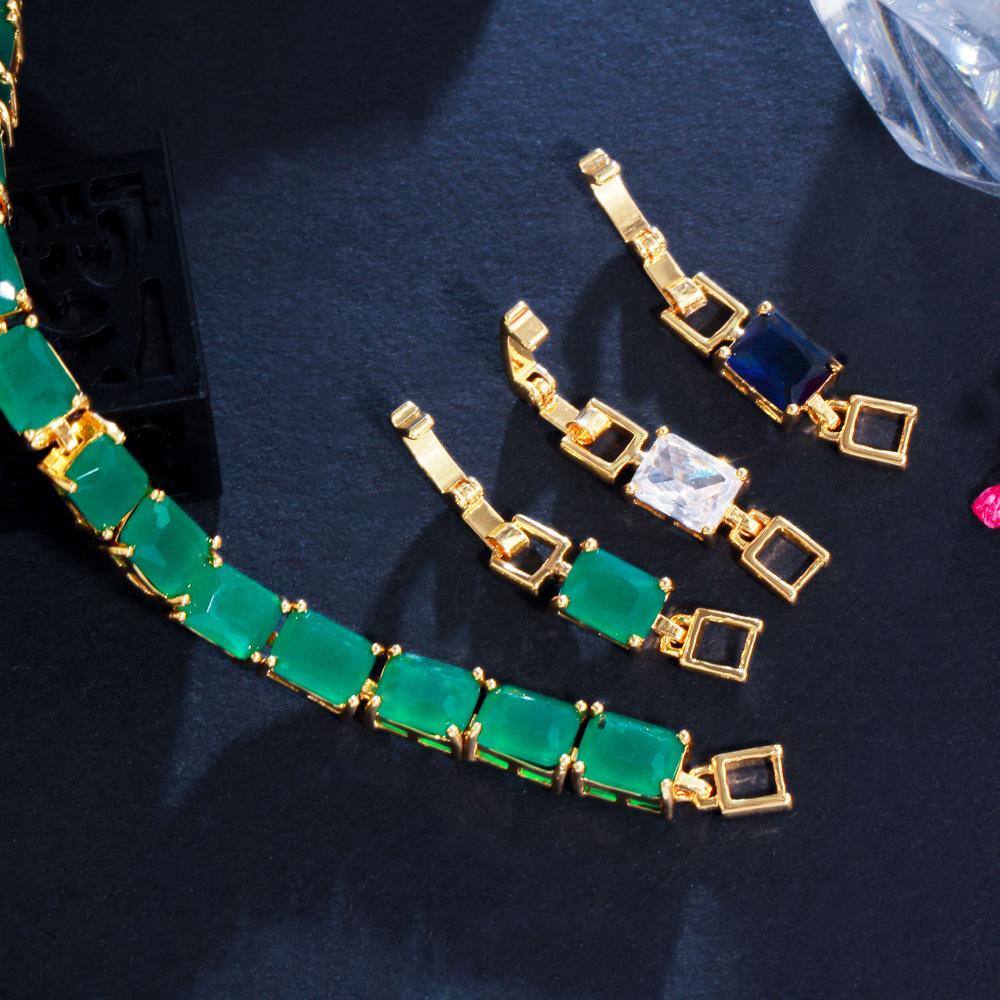 Celebrity Personality Square Full Diamond Aaa Zircon Electroplated Gold Bracelet Women'S Jewelry