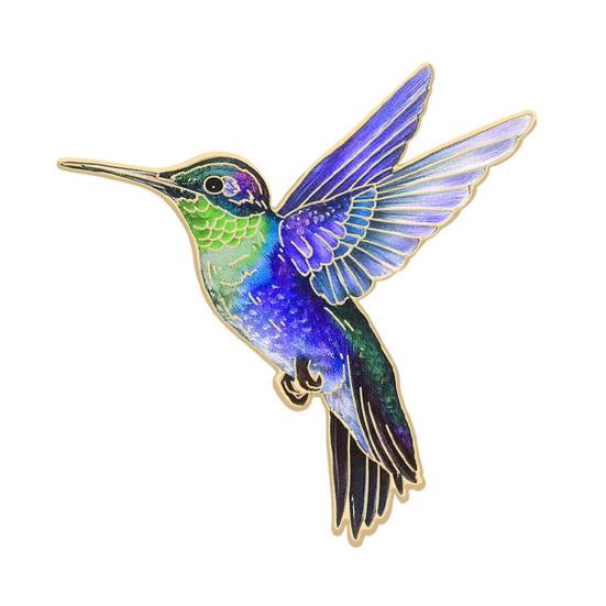 

Hummingbird Badge Hard Enamel Rubber Backing Pin Jackets Backpacks Hats Lapel Brooch Nature Accessory темно-синий