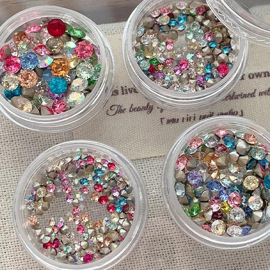 50/100 Pcs Shiny  Nail Art  Colorful 3D Pointed Bottom Diamond Nail Charms Gemstones For Diy Decoration