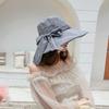With Bowknot Women's Sun Hat Wide Brimmed Sunscreen Visor Cap Portable Fishman Hat  Vacation