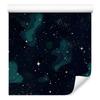 Watercolor Galaxy Wallpaper Black, Turquoise and Navy Blue 50x1000