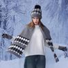 Winter Warm Hat Scarf Three-piece Set Women's Outdoor Velvet Coldproof Cap Knitted Wool Cap