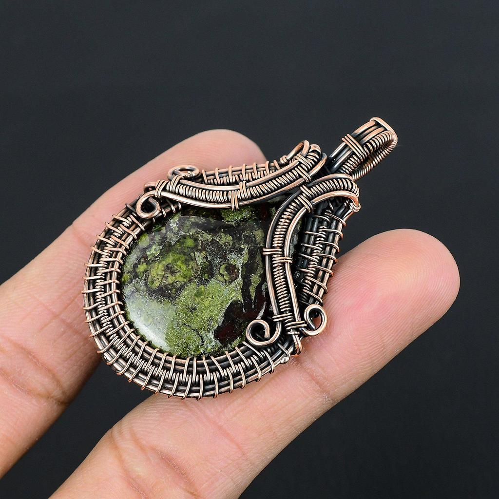 Dragon Blood Jasper 999 Copper Wire Wrapped Pendant, Handmade Gemstone Pendant Jewelry, Gifts For Wife Brand New Pendant