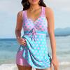 2026 PLUS SIZE Two-piece Dot Print Split Swimsuit Summer Tankini Set Sling V-Neck Drawstring Top High Waist Swimming Trunks 80%