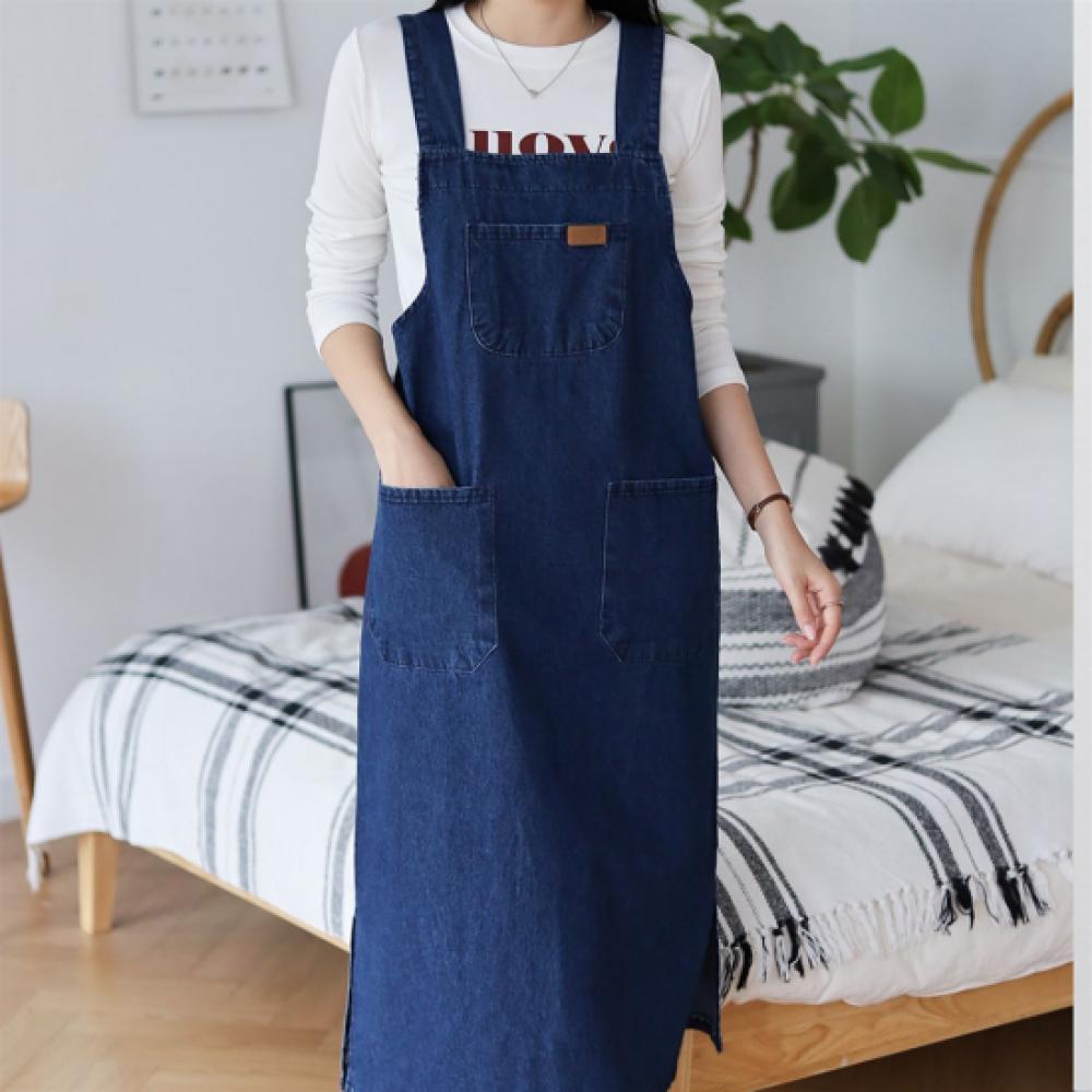 New ArrivalS Open Run Women S Long Denim dreSS With Large pocketS Slit 77 Size
