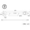 TOP Ratchet Combination 17mm Feed with Safety Cord Gear Wrench Wrench, Diameter, 5° Angle, Hole, RCW-17