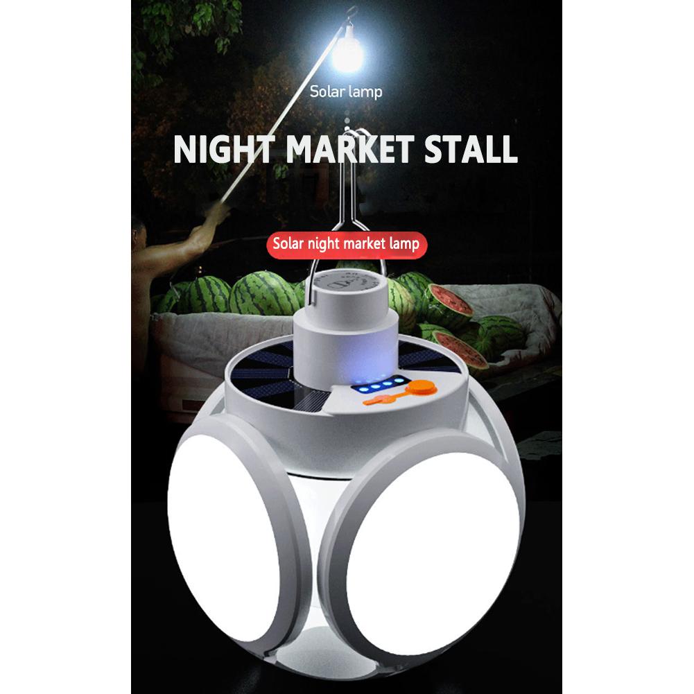 Solar Folding Soccer Light Rechargeable LED Bulb Lamp Outdoor Camping Night Market Stall Power Outage Emergency Lighting Torch
