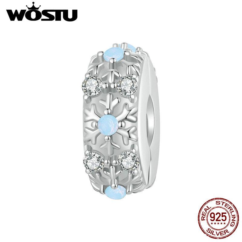 

WOSTU Стерлингового Серебра 925 пробы Снежинка Шарм Бусины Ледяной Цветок Подвеска Подходит Оригинальный Браслет DIY Ожерелье Изготовление Ювелирных Изделий Подарок A