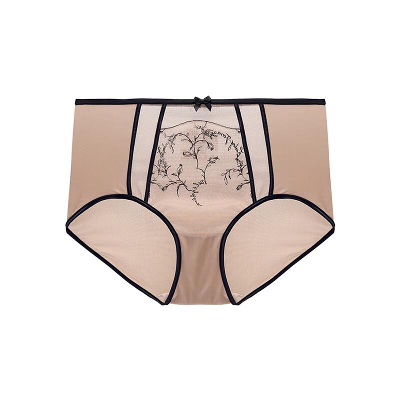 Anlifang Embroidered Mesh Mid-High Waist Briefs