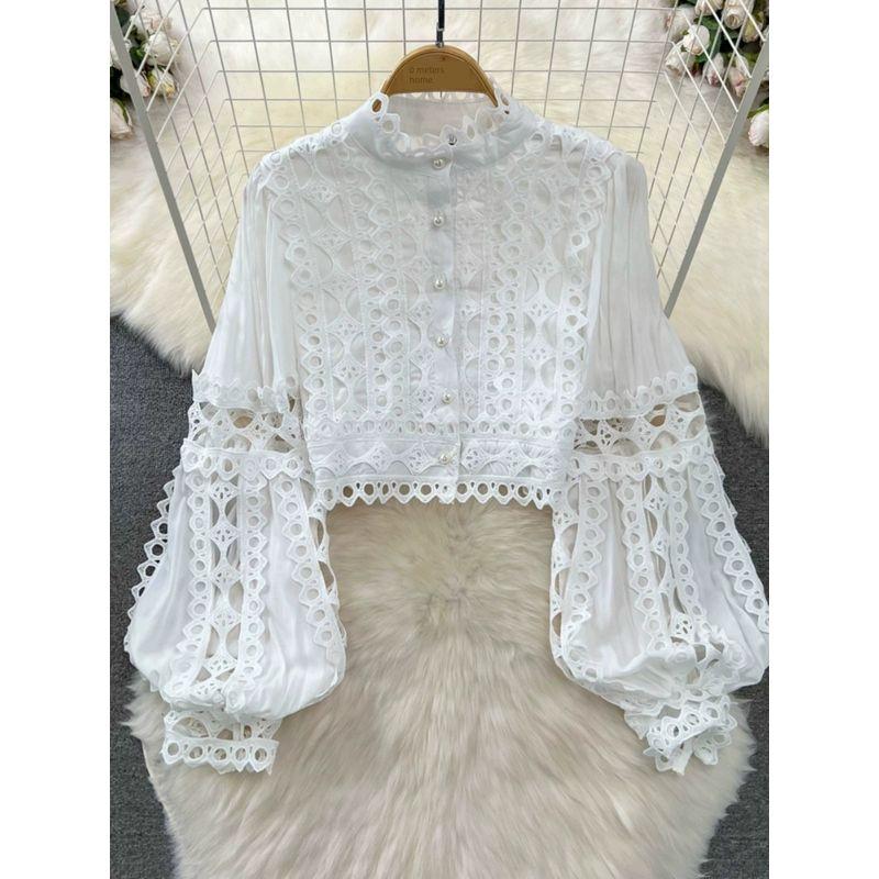 Vintage Court Style Lantern Stand Collar Lace Fashion Suit
