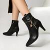 Wind Kurzstiefel Spitze Seitenreißverschluss Dünner Absatz Hoher Absatz Damenstiefel Große Größen 34-47