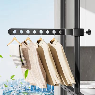 Adjustable Window Frame Drying Rack Wall Mounted Clothes Hanger For Outdoor Bathroom SpaceSaving Aluminum Clothes Organization