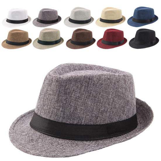 Fedora Hat Wide Brim Sun Protection Solid Color Panama Cap Boater Summer Beach Sunhat for Vacation
