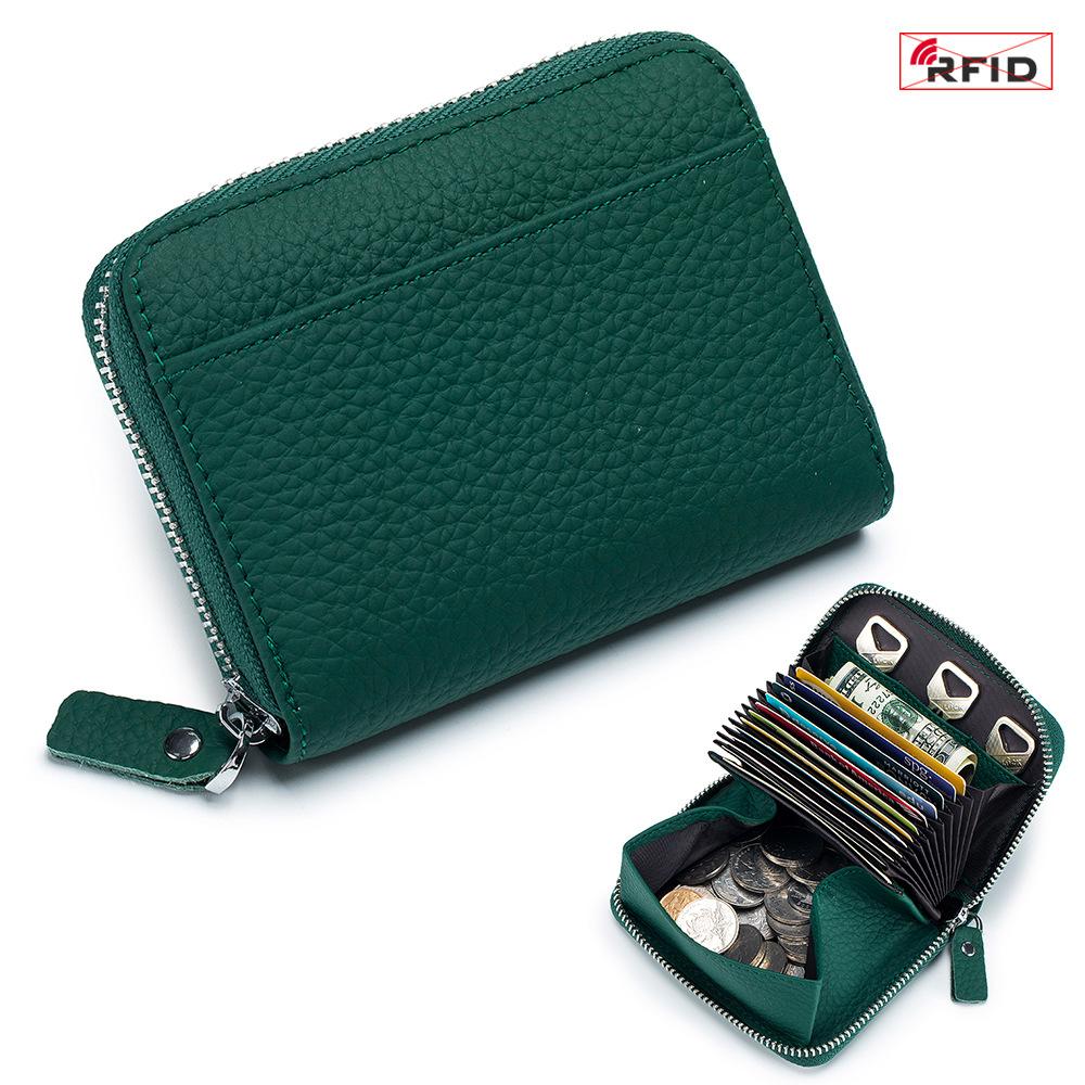 New Japanese-style RFID Anti-theft Brush Organ Card Bag Large Capacity Multi-card Holder Coin Change Bag Wholesale