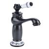 Floral Pattern Single Handle Mixer Tap Cold/Hot Water Faucet for Bathroom Basin Sink (Black)