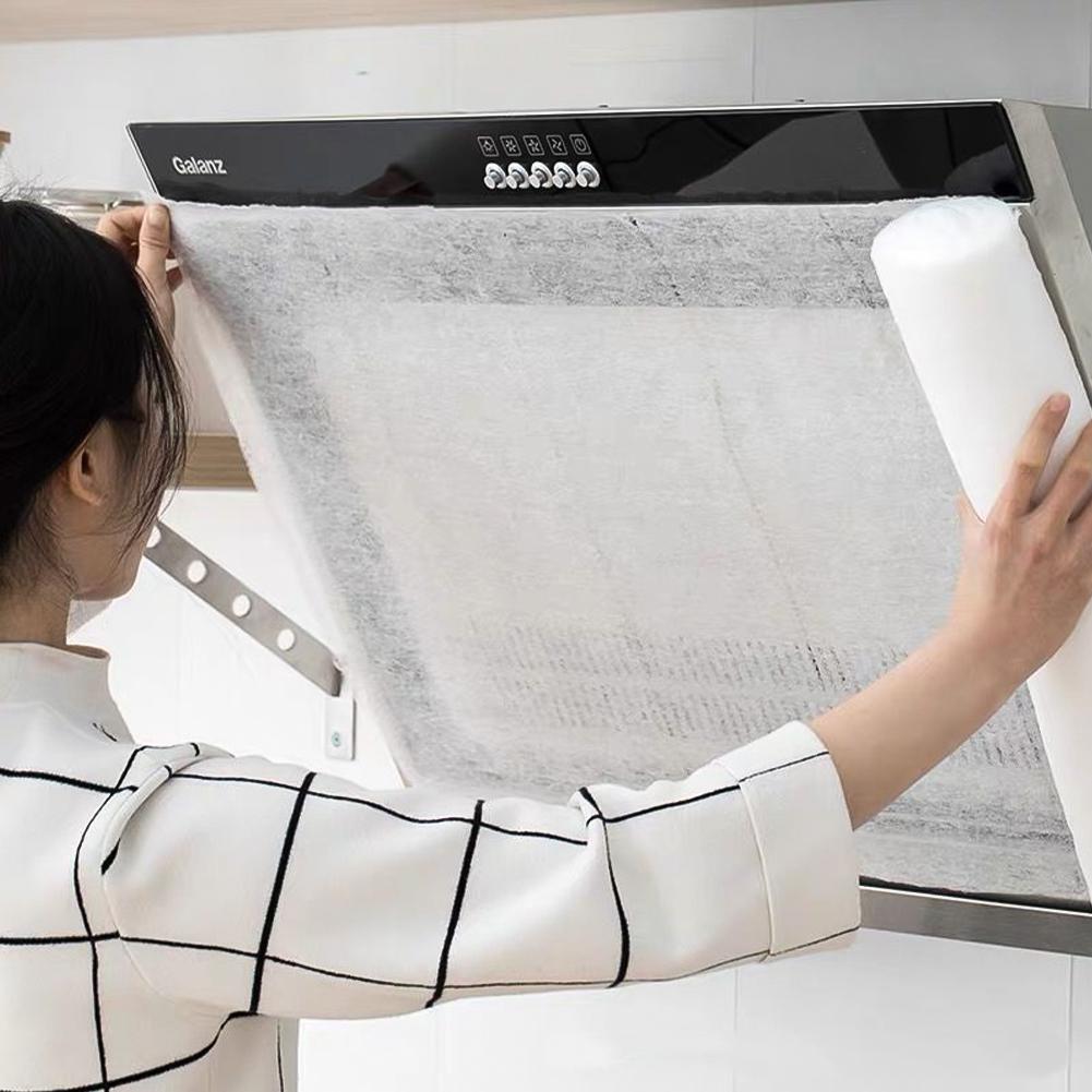 5/10M Disposable Hood Oil Filter Paper Non-woven Cooker Hood Extractor Fan Filter Kitchen Hood Grease Anti Oil Cotton