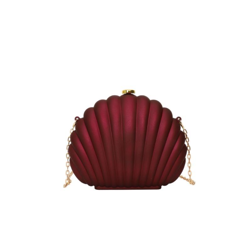 Stylish and simple glossy metal scallop chain acrylic bag, new shoulder crossbody shell bag